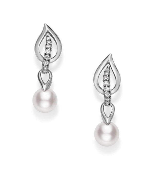 Mikimoto Earrings MIKIMOTO LAUREL 0.14CT DIAMOND & PEARL EARRINGS PEL 10128 D W