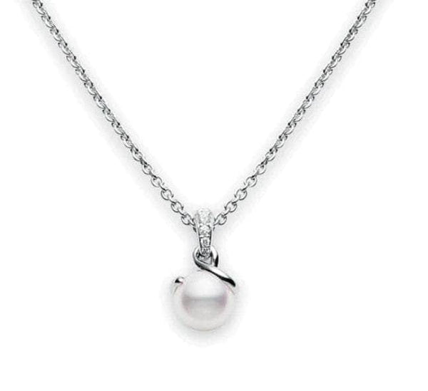 Mikimoto Necklaces MIKIMOTO TWIST 0.05CT DIAMOND & PEARL NECKLACE PPL 10025 D W