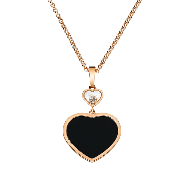 Chopard Happy Hearts 18ct Rose Gold Black Onyx Heart Necklace