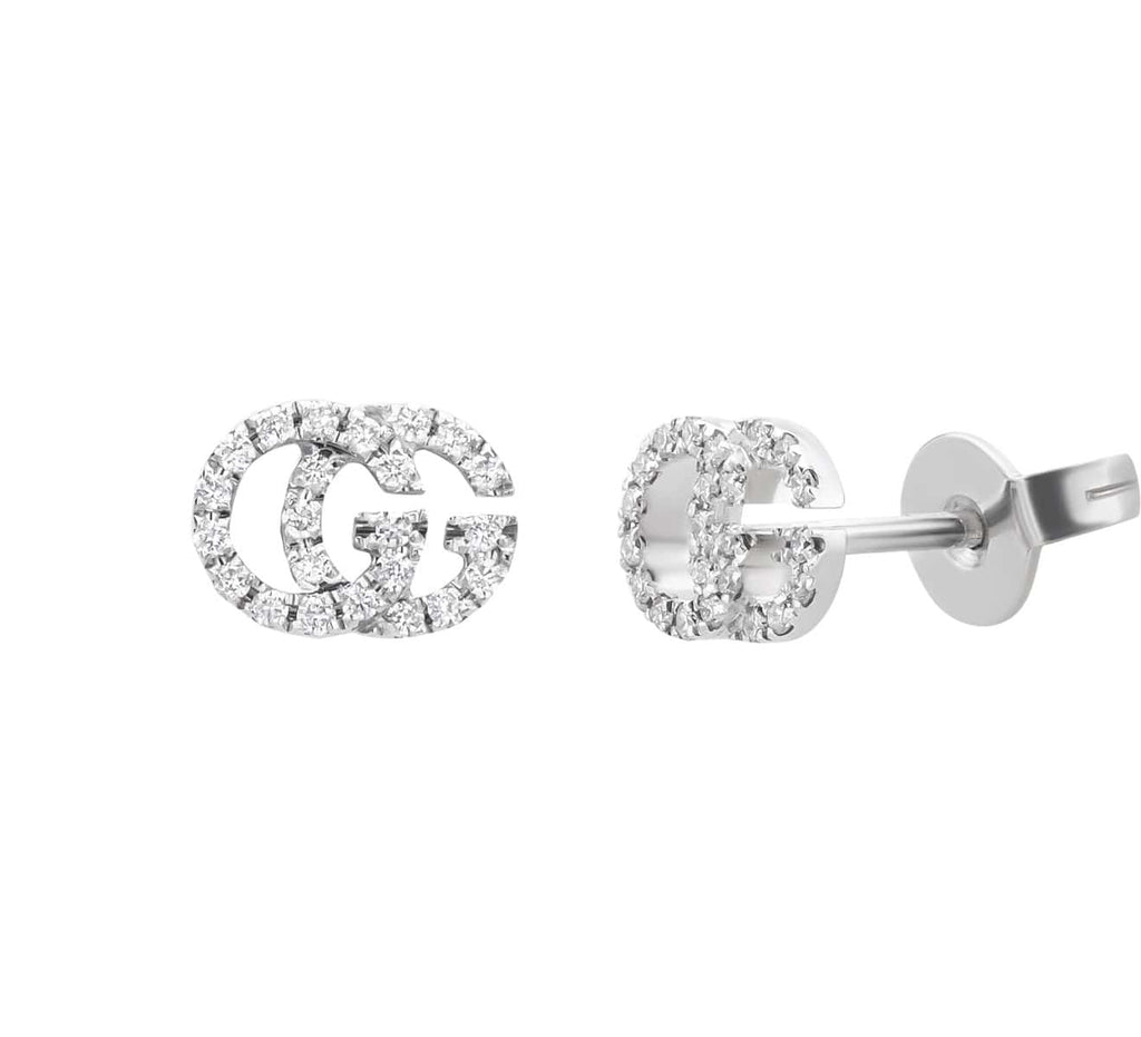 Gucci Running G Diamond Stud Earrings in White  Lyst UK